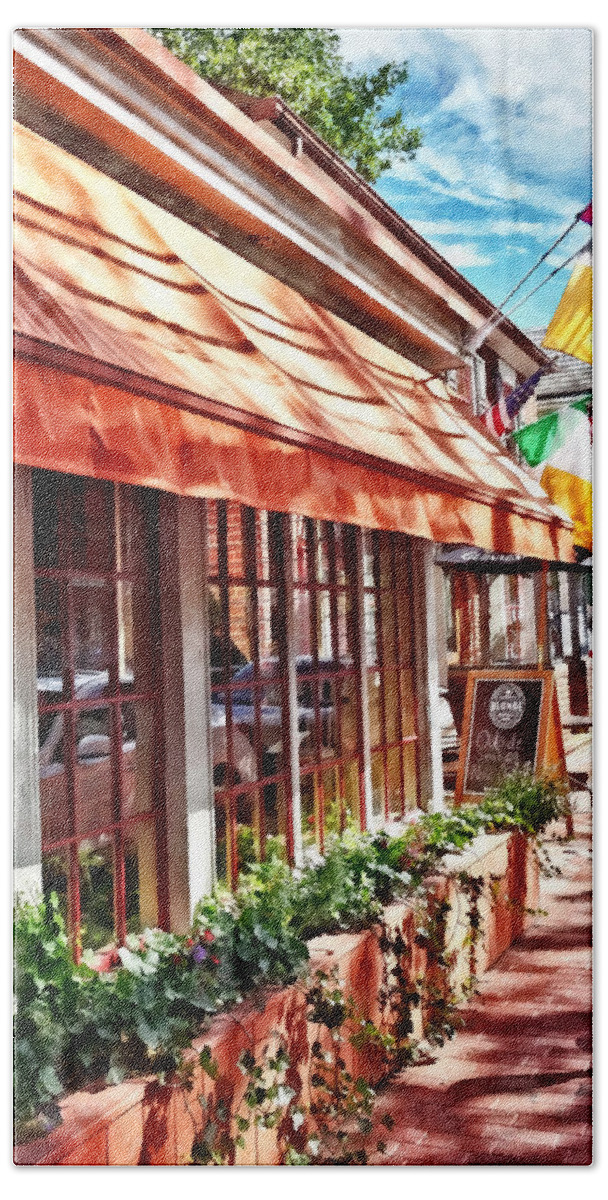 New Hope Beach Sheet featuring the photograph New Hope PA - Outdoor Seating Now Open by Susan Savad