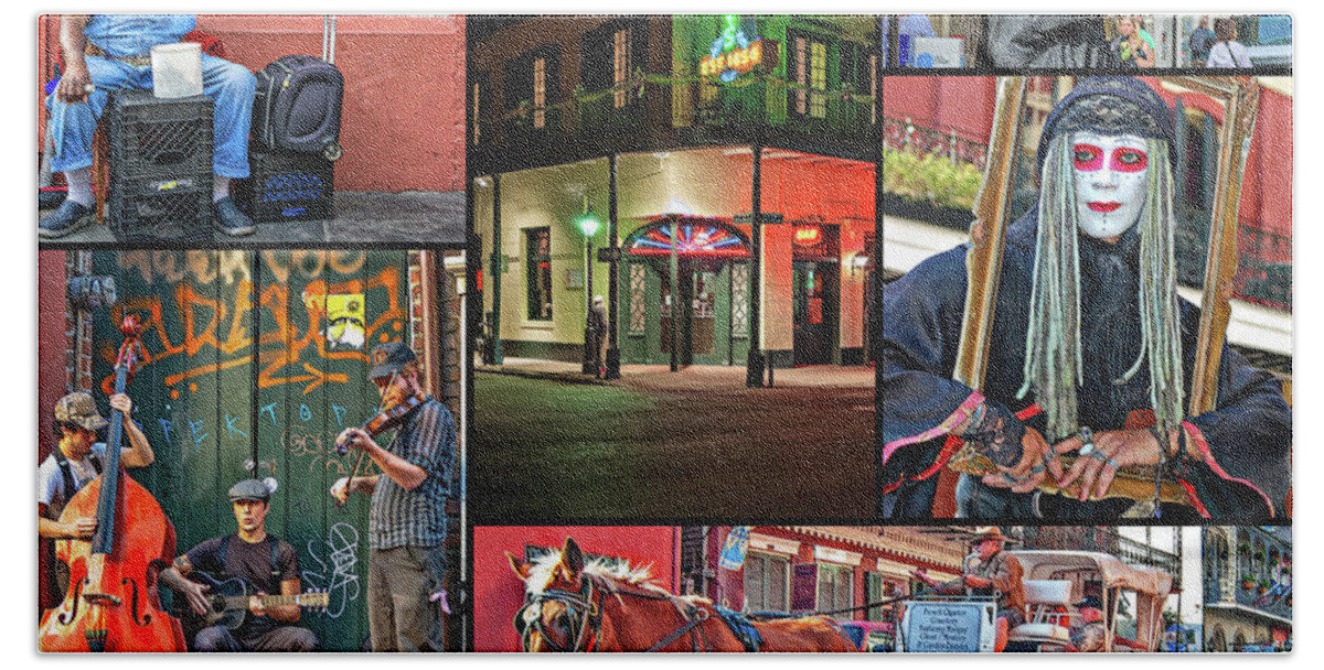 New Orleans Beach Towel featuring the photograph New Orleans French Quarter Collage 2 by Steve Harrington