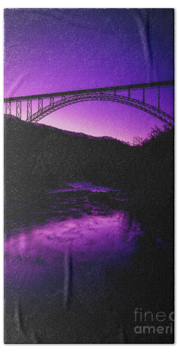Usa Beach Sheet featuring the photograph New River Gorge Bridge Afterglow by Thomas R Fletcher