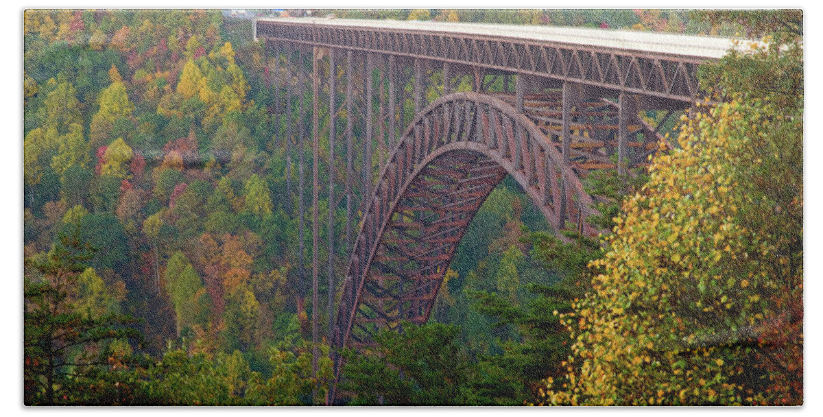 West Virginia Beach Towel featuring the photograph New River Gorge Bridge by Steve Stuller