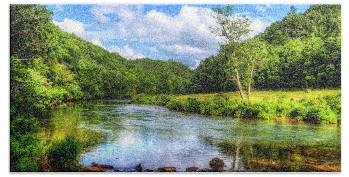 New River Beach Towel featuring the photograph New River Summer by Dale R Carlson