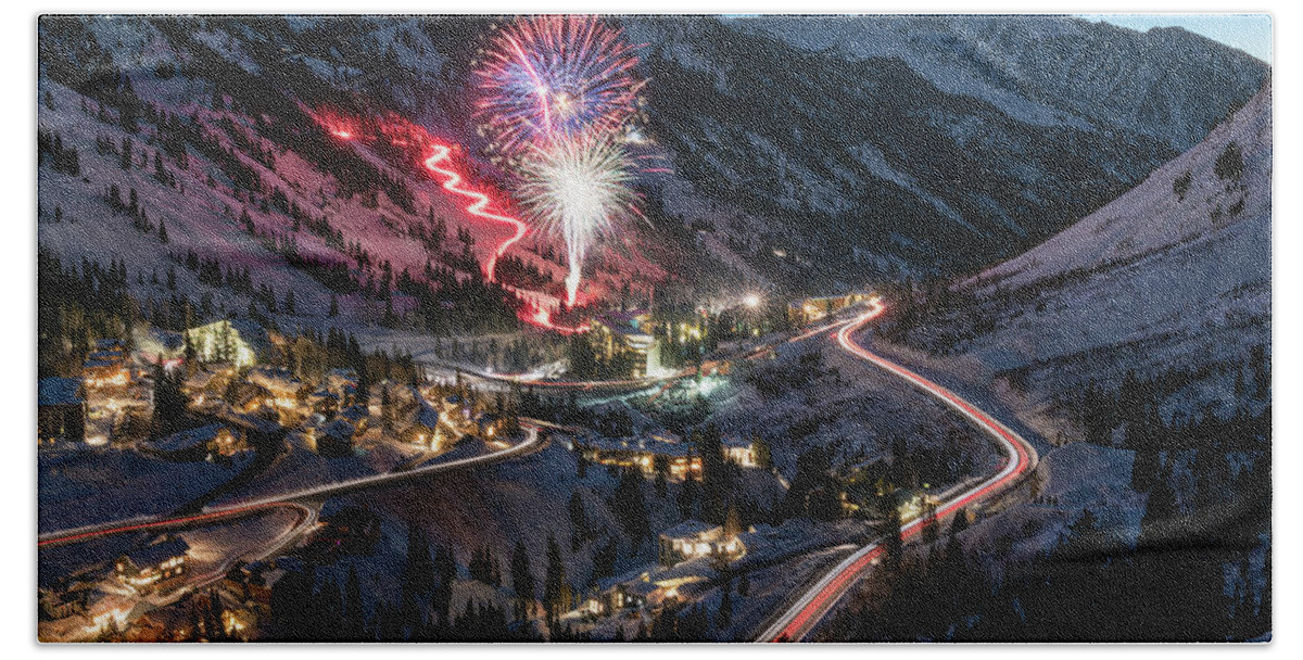 Utah Beach Sheet featuring the photograph New Year's Eve at Snowbird by James Udall