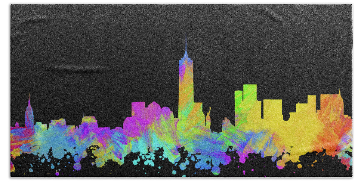 New York City Beach Towel featuring the digital art New York City Skyline Silhouette VI by Ricky Barnard