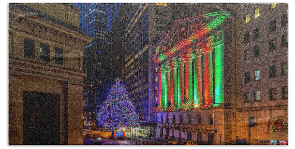 Wall Street Beach Towel featuring the photograph New York City Stock Exchange Wall Street NYSE by Susan Candelario