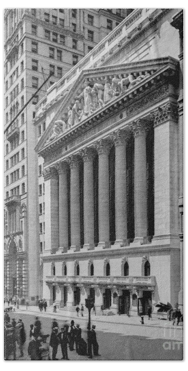Chrysler Beach Towel featuring the photograph New York Stock Exchange Circa 1904 by Jon Neidert