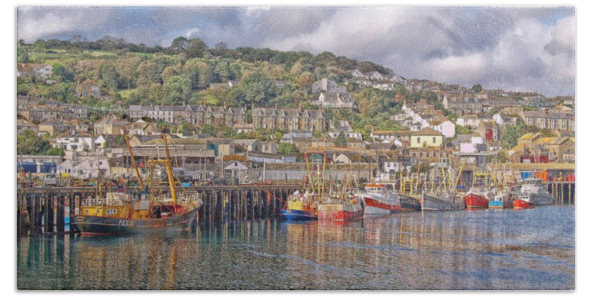 Newlyn Harbour Beach Towel featuring the photograph Newlyn Harbour Cornwall 2 by Chris Thaxter