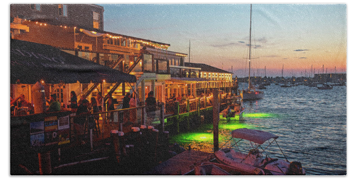 Newport Beach Towel featuring the photograph Newport RI Waterfront at Dusk Newport RI Waterfront NIghtlife by Toby McGuire