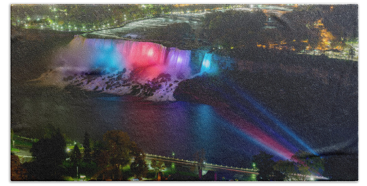 2:1 Beach Towel featuring the photograph Niagara Falls at Night #2 by Mark Rogers