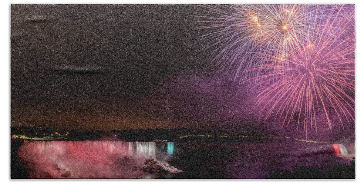 Canada Beach Sheet featuring the photograph Niagara Falls Fourth of July by Brenda Jacobs