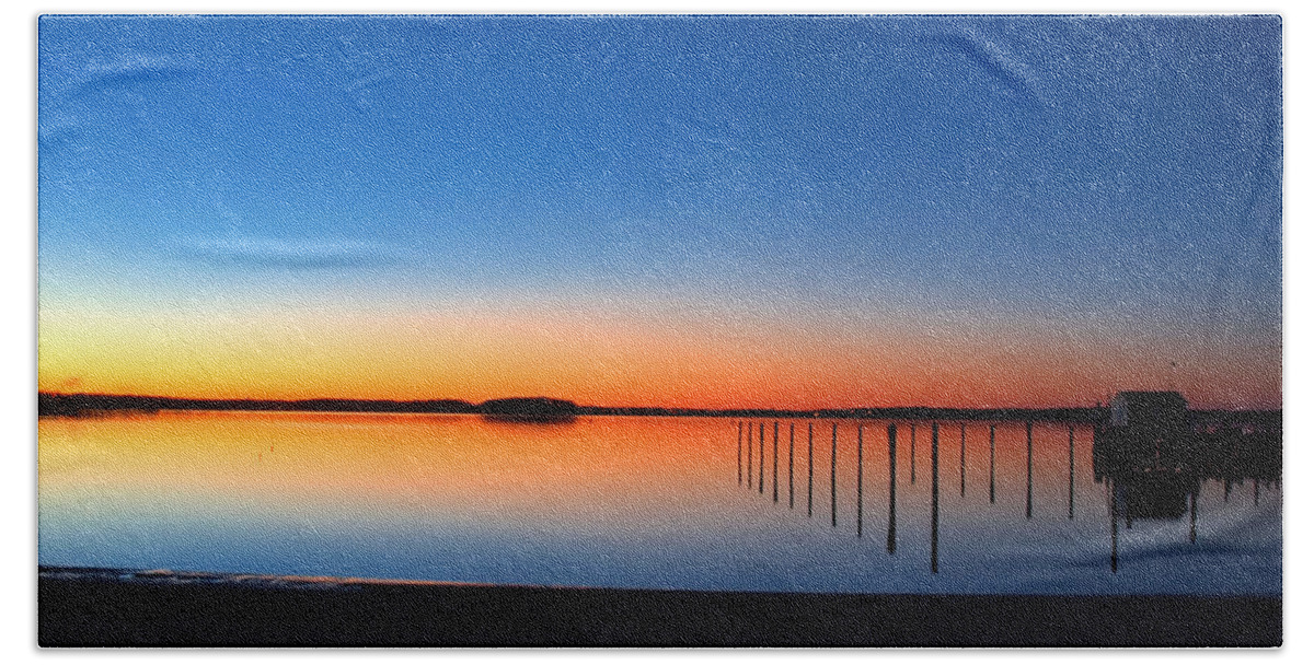 Pier Beach Towel featuring the photograph Night Fall by Bruce Gannon