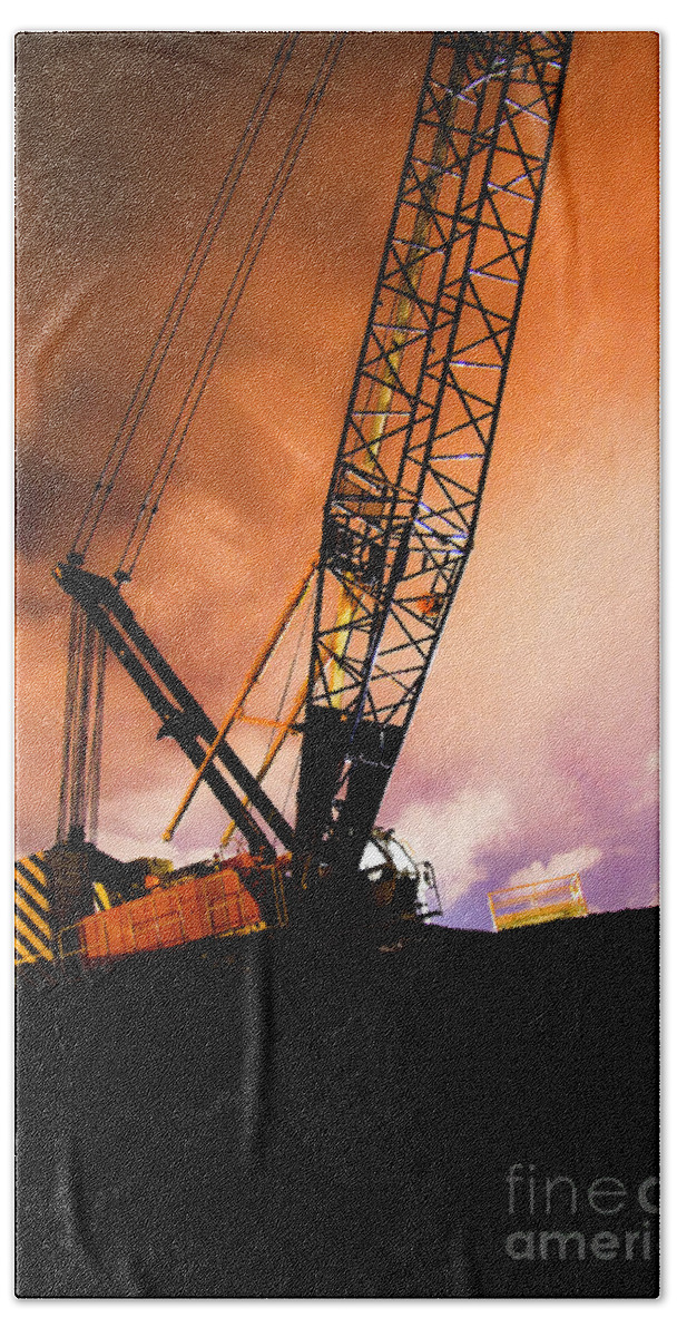 Crane Beach Towel featuring the photograph Night Infrastructure Building Construction by Jorgo Photography