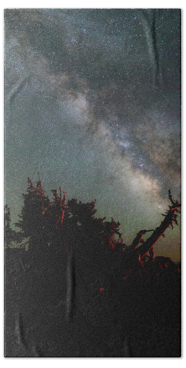 Night Beach Towel featuring the photograph Night Pines at Crater Lake by Cat Connor
