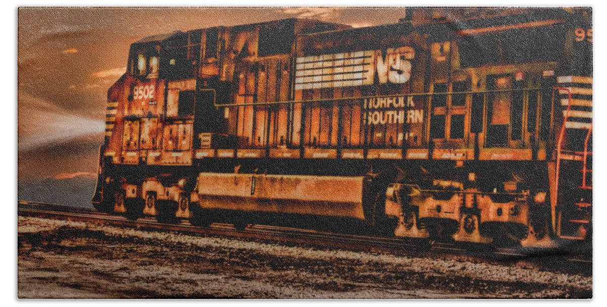 Freight Beach Towel featuring the photograph Night Train by Pat Cook