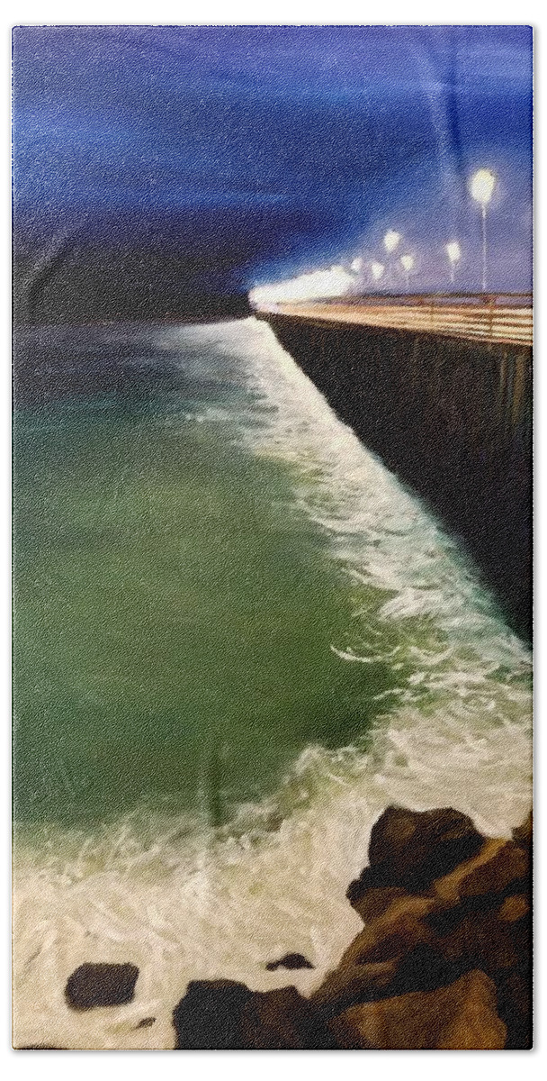 Seascape Beach Sheet featuring the painting Night Walk by Karyn Robinson