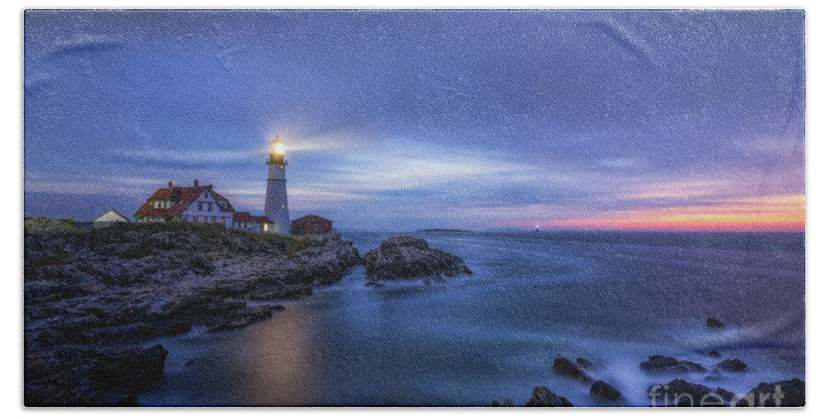 Cape Elizabeth Beach Towel featuring the photograph Night Watch by Michael Ver Sprill