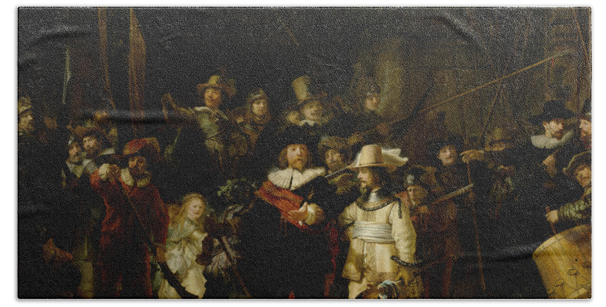 Rembrant Beach Towel featuring the painting Night Watch, 1642 by Vincent Monozlay