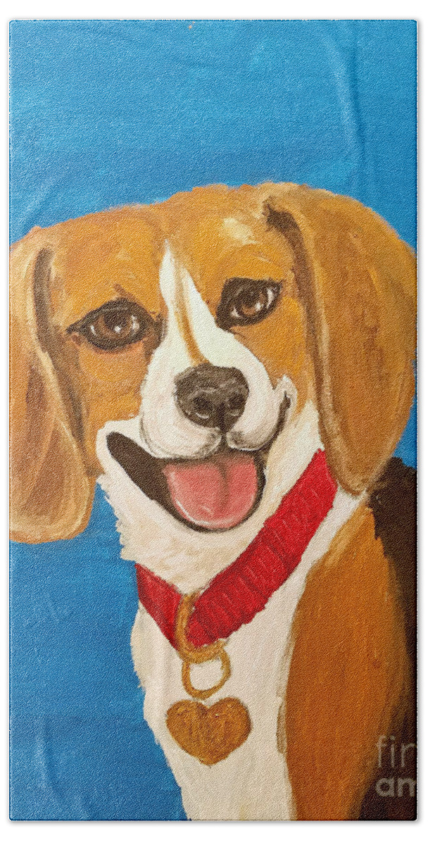 Pet Portrait Beach Towel featuring the painting Niki Date With Paint Nov 20th by Ania M Milo