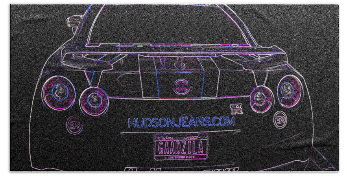 Nissan Beach Towel featuring the digital art Nissan GTR art by Darrell Foster