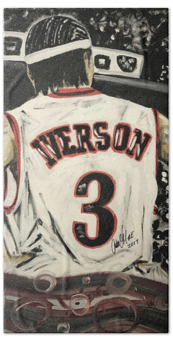 Allen Iverson Beach Towel featuring the painting No Question Or Answer by Antonio Moore