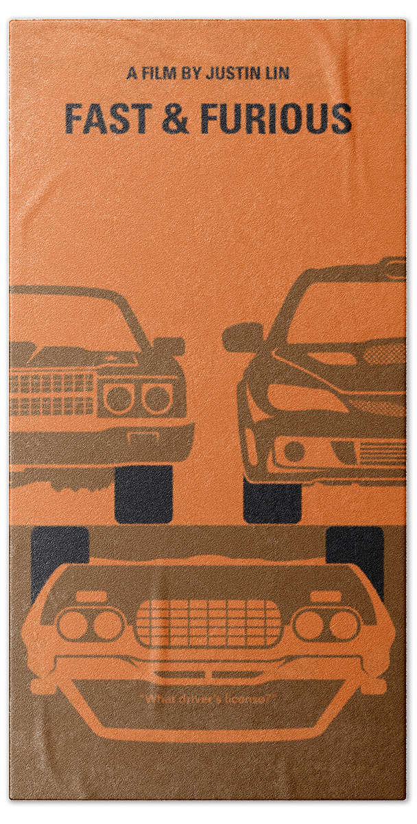 Fast And Furious Beach Towel featuring the digital art No207-4 My Fast and Furious minimal movie poster by Chungkong Art
