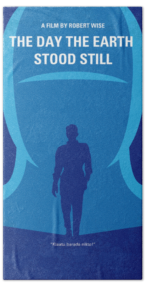 The Day The Earth Stood Still Beach Towel featuring the digital art No514 My The Day the Earth Stood Still minimal movie poster by Chungkong Art