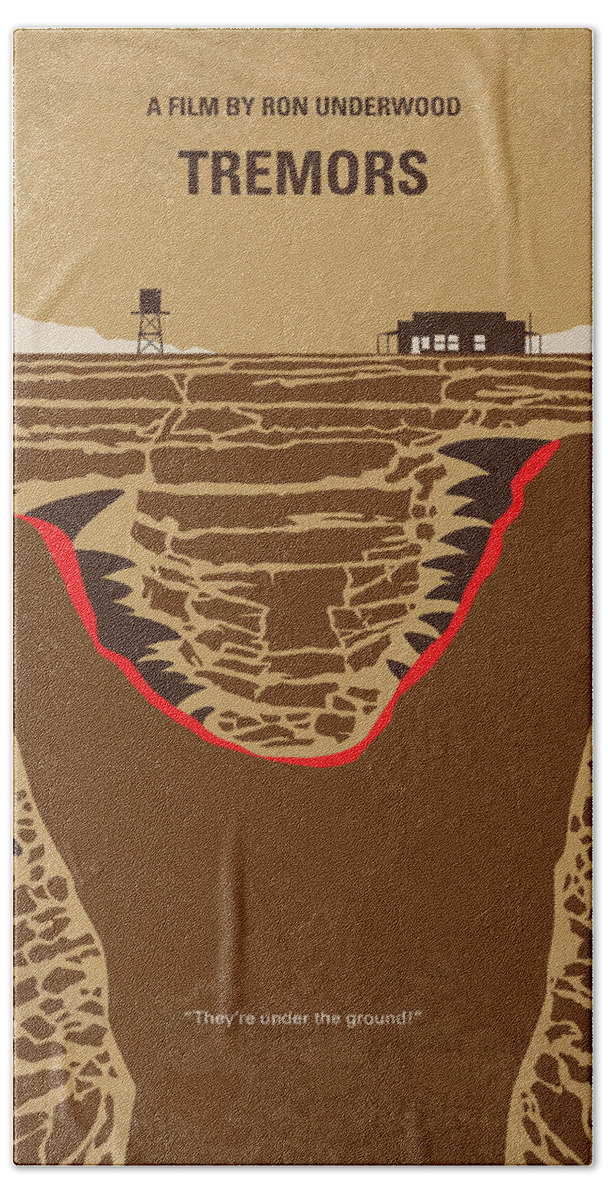 Tremors Beach Towel featuring the digital art No688 My Tremors minimal movie poster by Chungkong Art