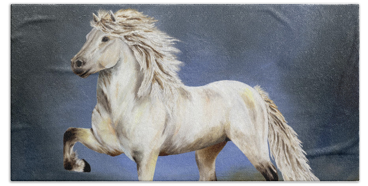 Icelandic Horse Beach Sheet featuring the painting Nobility Icelandic Horse by Shari Nees