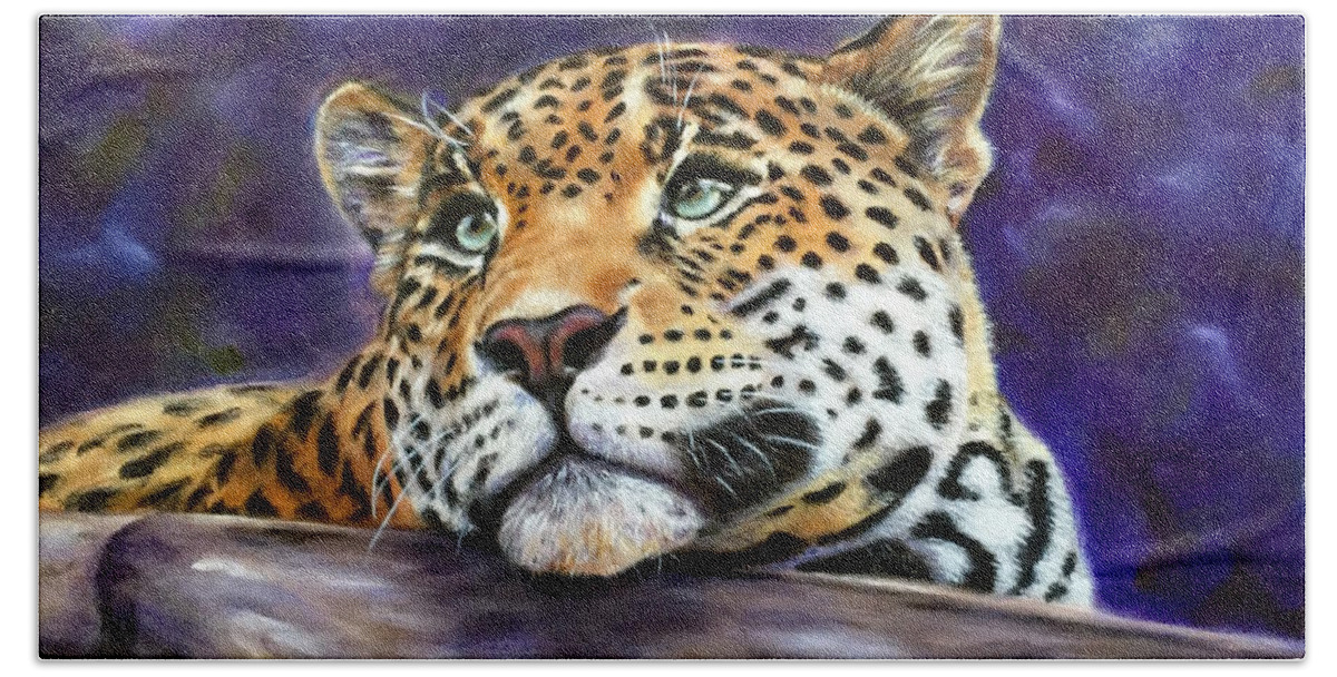 Jaguar Painting Beach Towel featuring the painting Nocturnal Solitude by Dr Pat Gehr