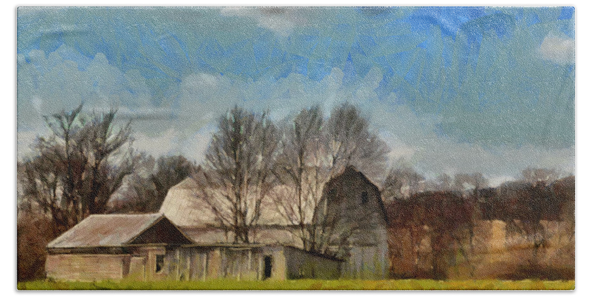 House Beach Sheet featuring the mixed media Norman's Homestead by Trish Tritz