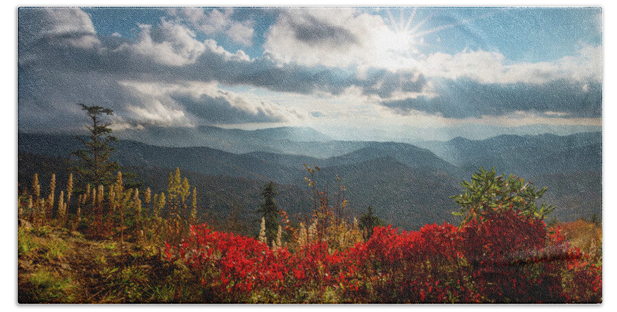 North Carolina Beach Towel featuring the photograph North Carolina Blue Ridge Parkway Scenic Landscape in Autumn by Dave Allen