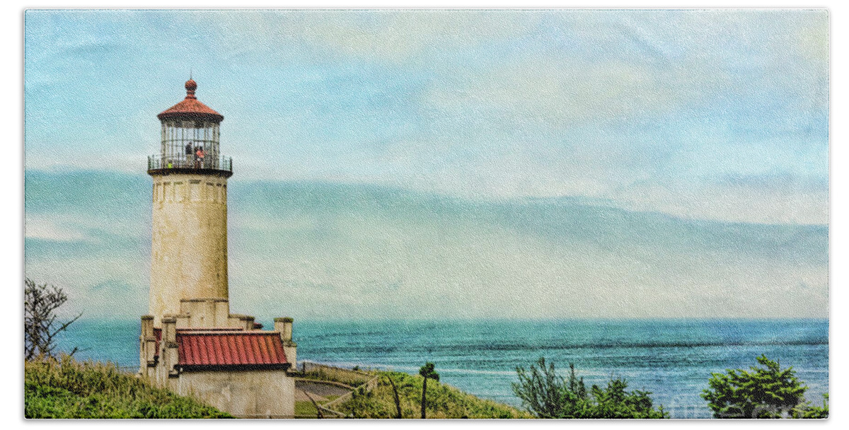 Lighthouse Beach Sheet featuring the digital art North Head Lighthouse by Jean OKeeffe Macro Abundance Art