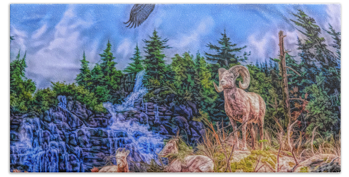 Animal Beach Towel featuring the digital art Northern Wilderness by Ray Shiu