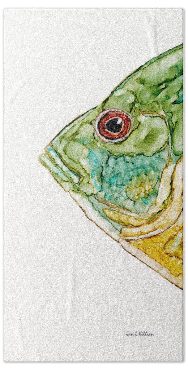 Woolyfrog Beach Towel featuring the painting Not in Your Pan by Jan Killian