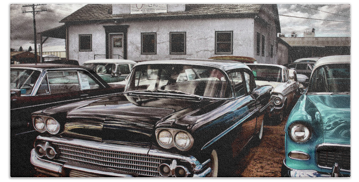 Impala Beach Towel featuring the photograph Nothing Buy Skies and Chevy's 2 by John De Bord