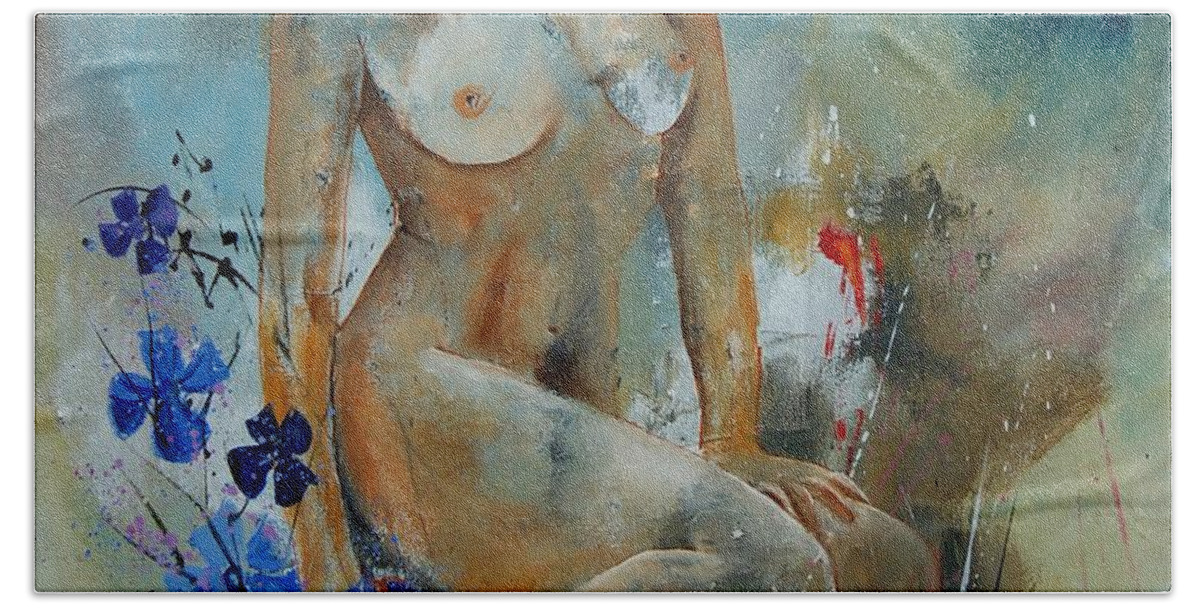 Girl Beach Sheet featuring the painting Nude 67 by Pol Ledent