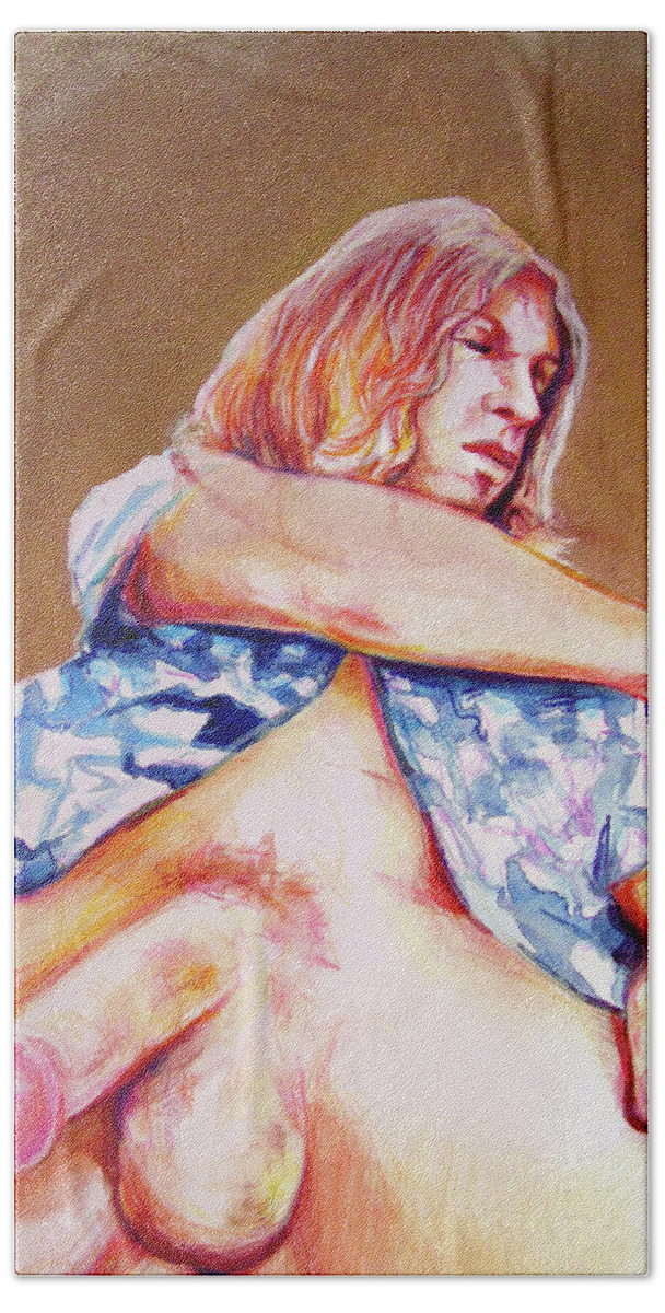 California Surfer Beach Towel featuring the painting Nude Boy with Golden Hair by Rene Capone