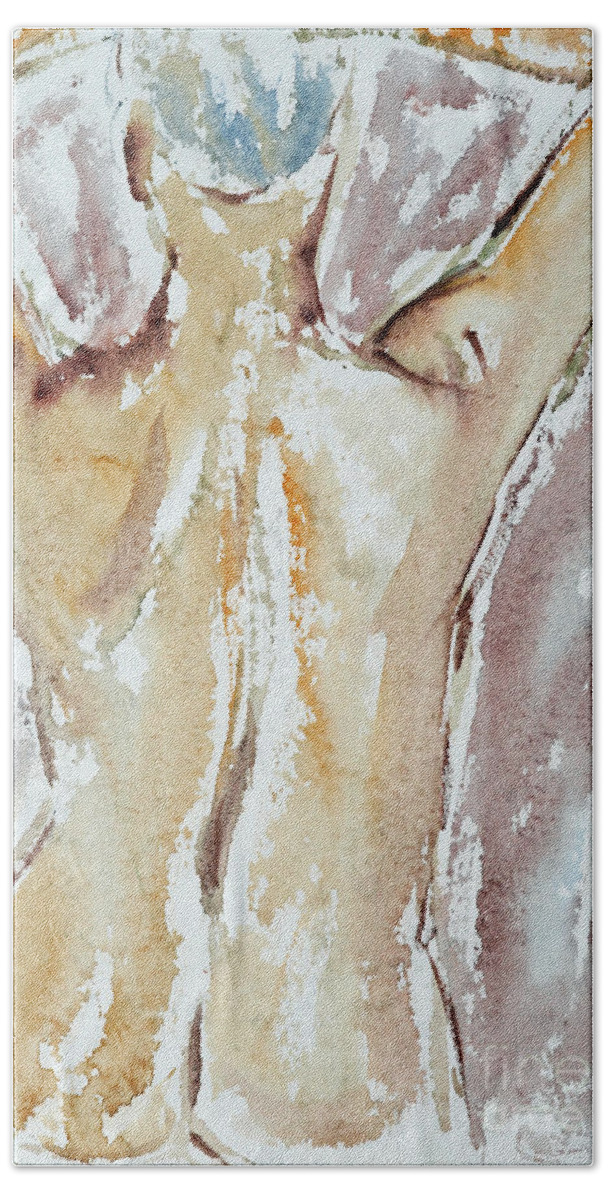 Woman Beach Sheet featuring the painting Nude by Michal Boubin
