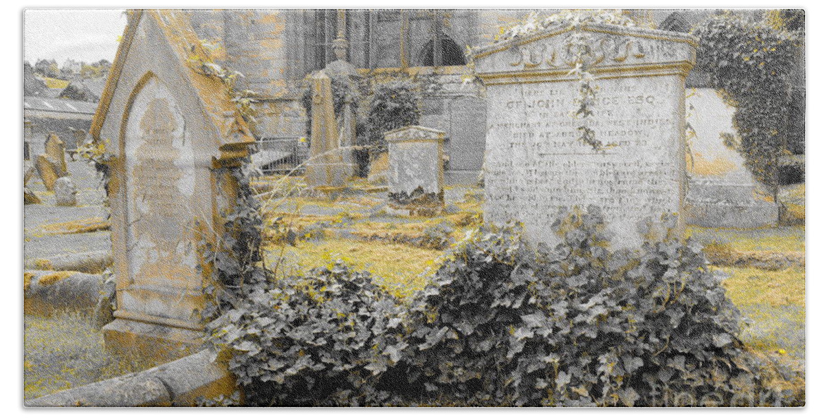 Ruins Of Melrose Abbey Beach Towel featuring the photograph Oblivion. Ivy and Golden Lichen by Elena Perelman