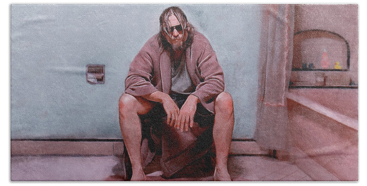 Lebowski Beach Towel featuring the painting Obviously You Are Not A Golfer - The Big Lebowski by Joseph Oland
