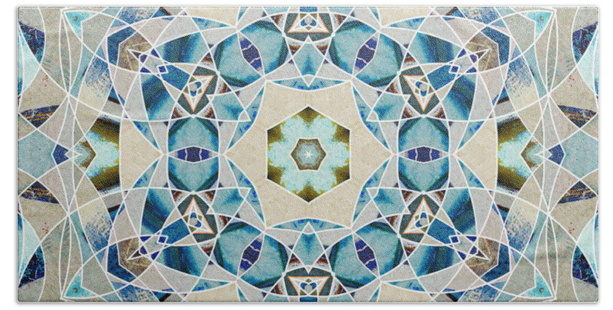 Mandala Beach Towel featuring the digital art Ocean Breeze - m07 by Variance Collections