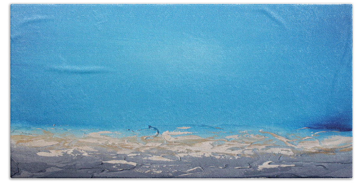 Blue Beach Towel featuring the painting Ocean Blue 4 by Preethi Mathialagan