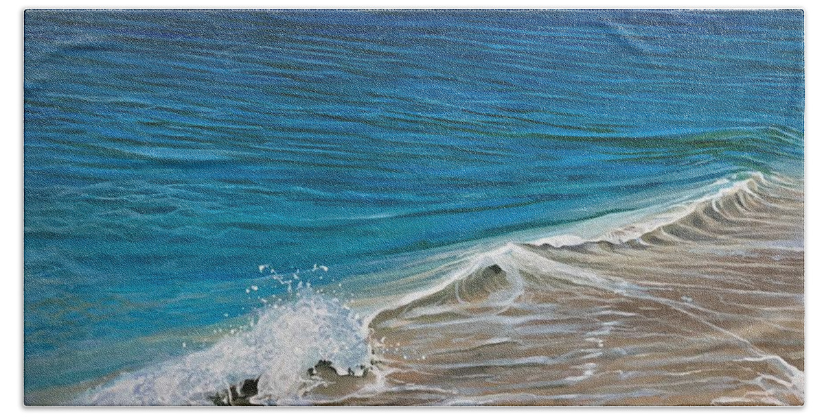 Ocean Beach Towel featuring the painting Ocean Blue by Hunter Jay