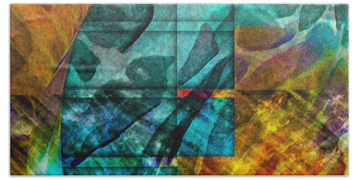 Abstract Beach Sheet featuring the painting Ocean Doors by Allison Ashton