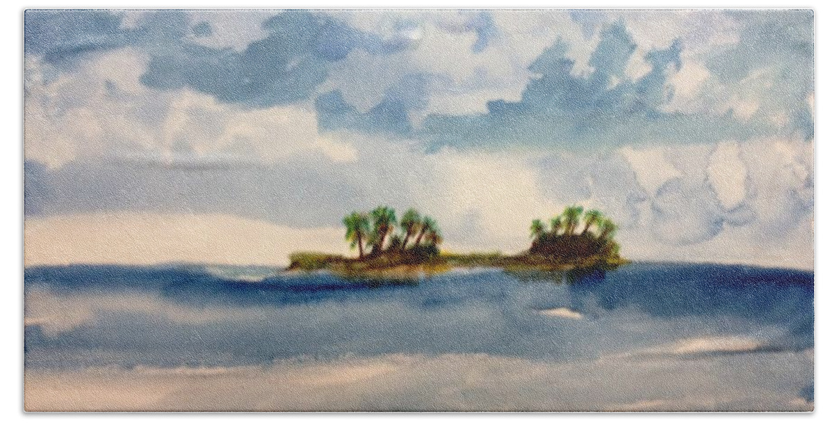 Sea Beach Towel featuring the painting Ocean Island by Hal Newhouser