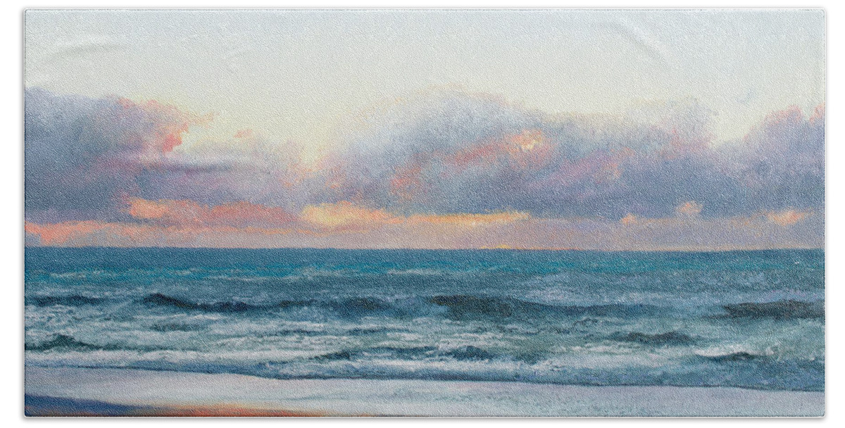 Ocean Beach Towel featuring the painting Ocean painting - Days End by Jan Matson