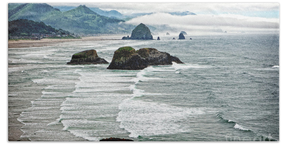 Coast Beach Sheet featuring the photograph Ocean Rocks off the Oregon Coast by Lincoln Rogers