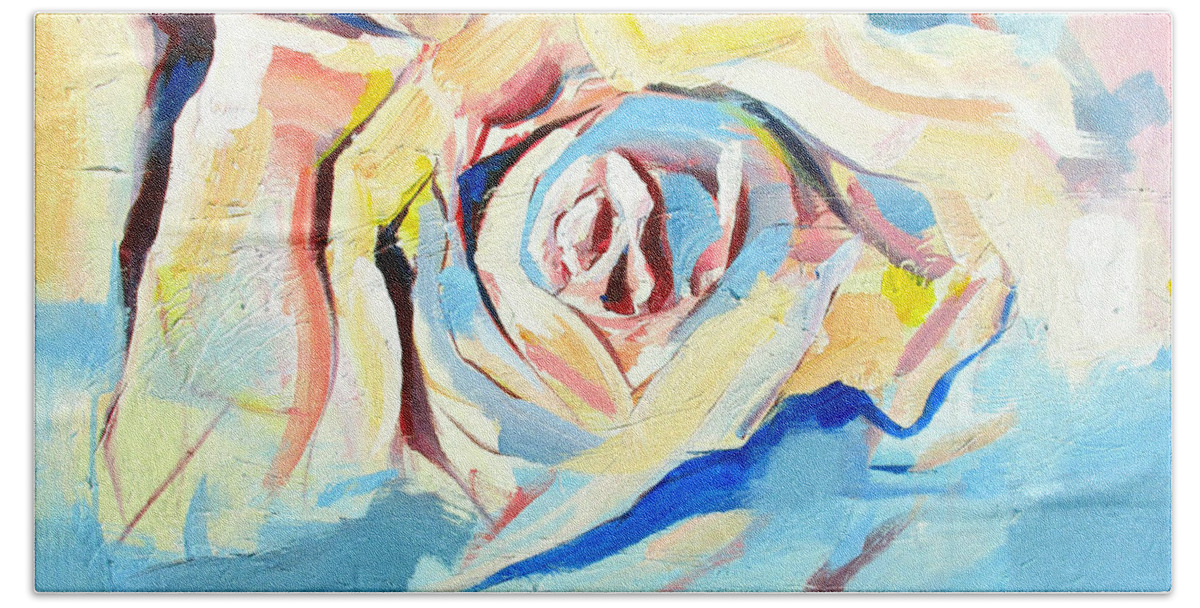 Florals Beach Towel featuring the painting Ocean Rose by John Gholson