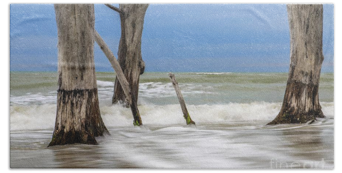 Florida Beach Towel featuring the photograph Ocean Stumps by Karin Pinkham