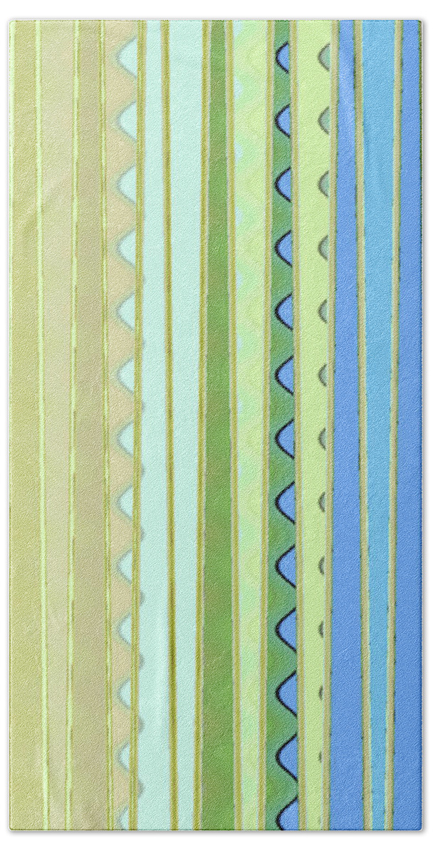 Whimsical Pattern Beach Towel featuring the digital art Oceana Stripes by Gina Harrison