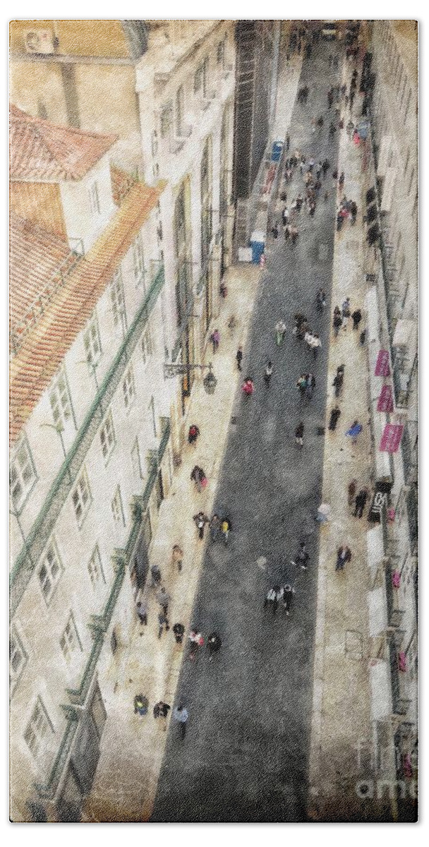 Lisbon Beach Towel featuring the photograph Off to work in Lisbon by Diana Rajala